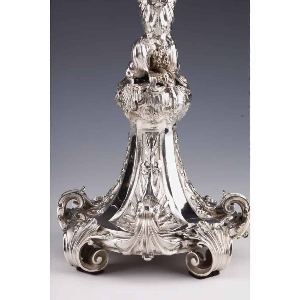 ORFEVRE MERITE – Pair of solid silver candelabra XIXand 15