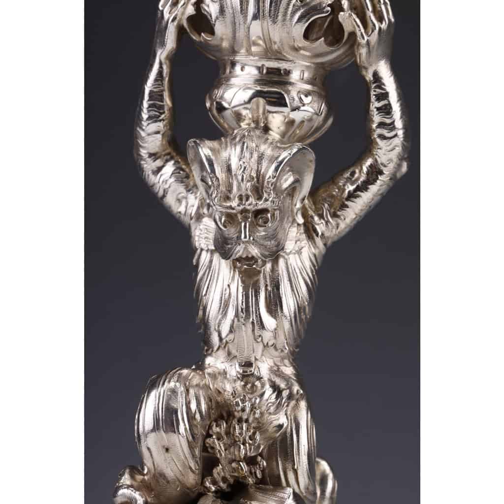 ORFEVRE MERITE – Pair of solid silver candelabra XIXand 16