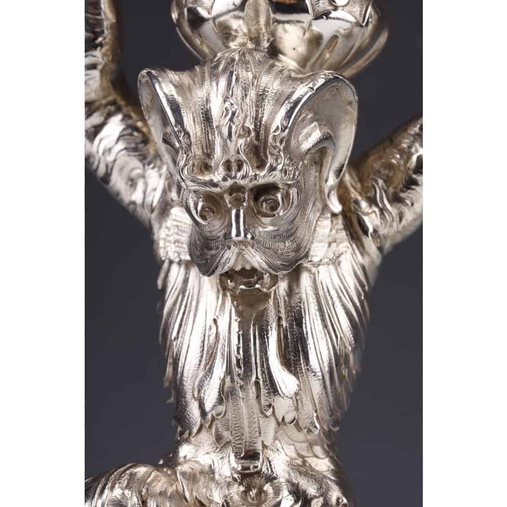 ORFEVRE MERITE – Pair of solid silver candelabra XIXand 17