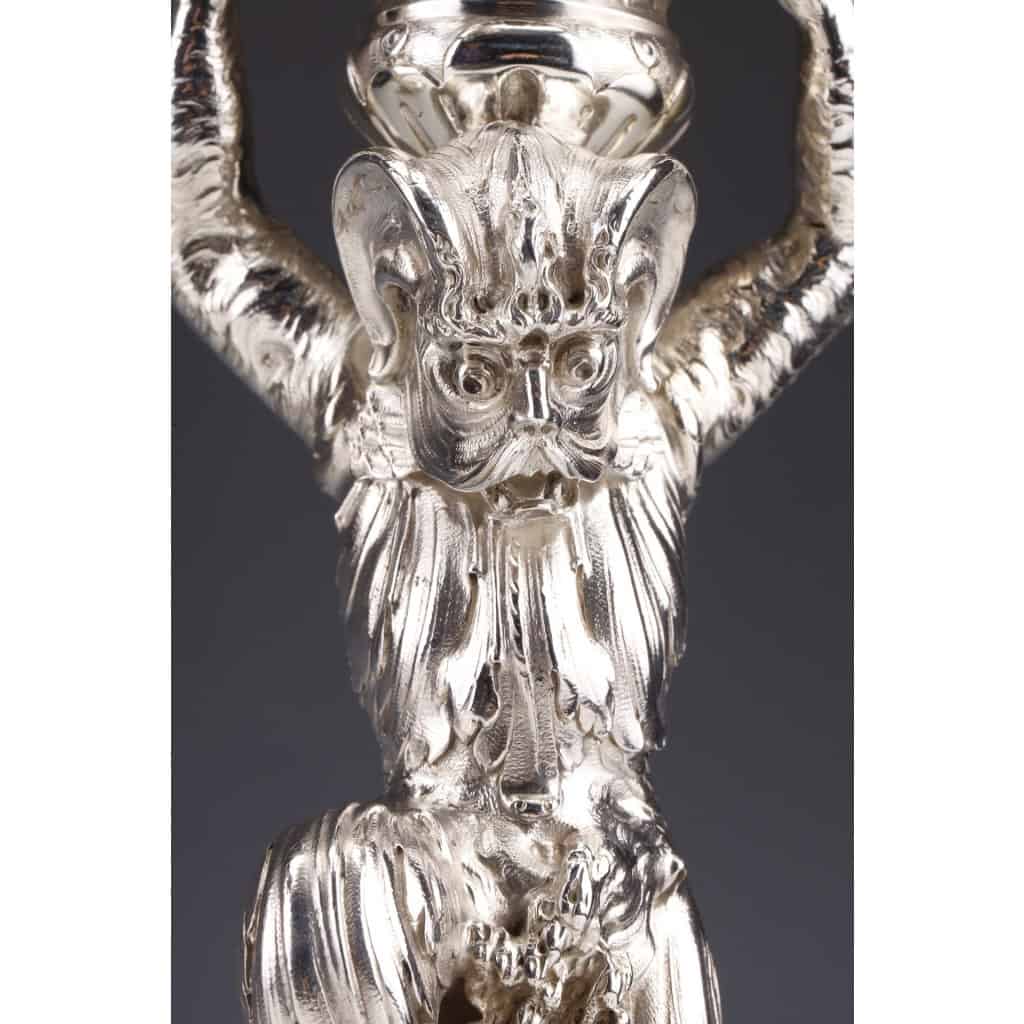 ORFEVRE MERITE – Pair of solid silver candelabra XIXand 18