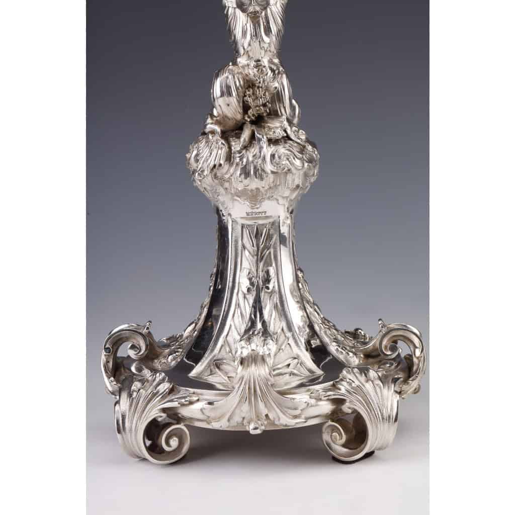 ORFEVRE MERITE – Pair of solid silver candelabra XIXand 19