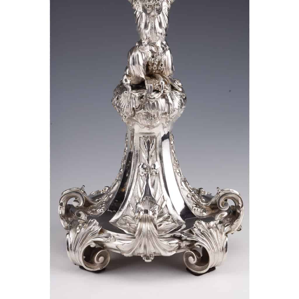 ORFEVRE MERITE – Pair of solid silver candelabra XIXand 20