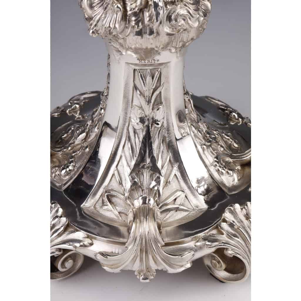 ORFEVRE MERITE – Pair of solid silver candelabra XIXand 21
