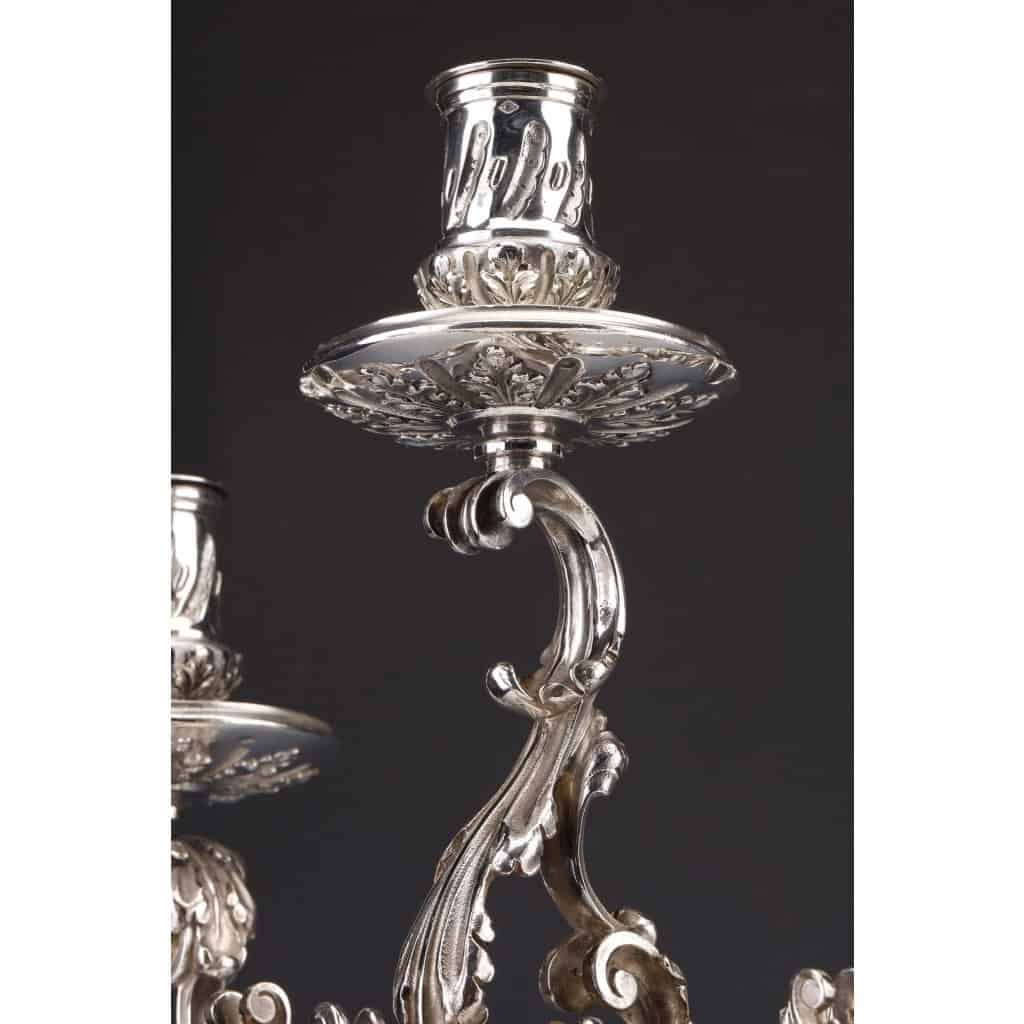 ORFEVRE MERITE – Pair of solid silver candelabra XIXand 22
