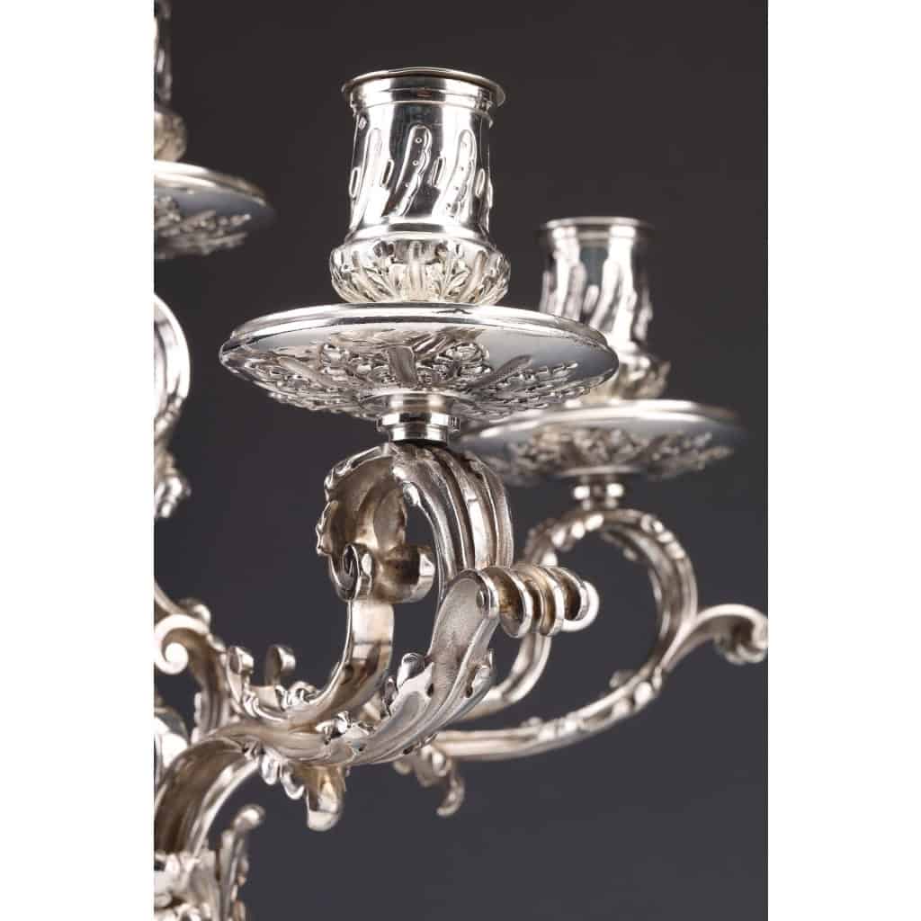 ORFEVRE MERITE – Pair of solid silver candelabra XIXand 24