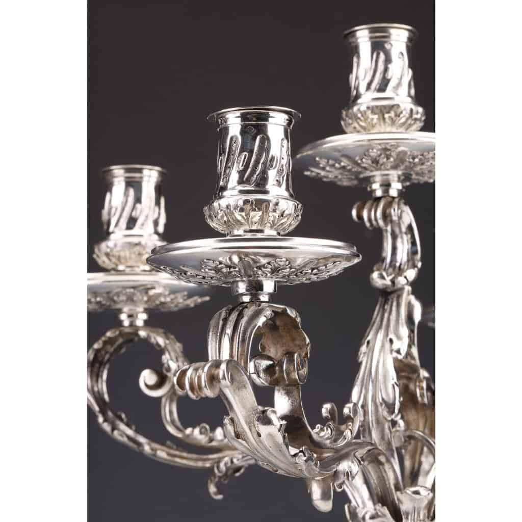 ORFEVRE MERITE – Pair of solid silver candelabra XIXand 25