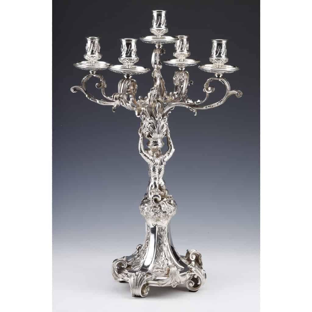 ORFEVRE MERITE – Pair of solid silver candelabra XIXand 29