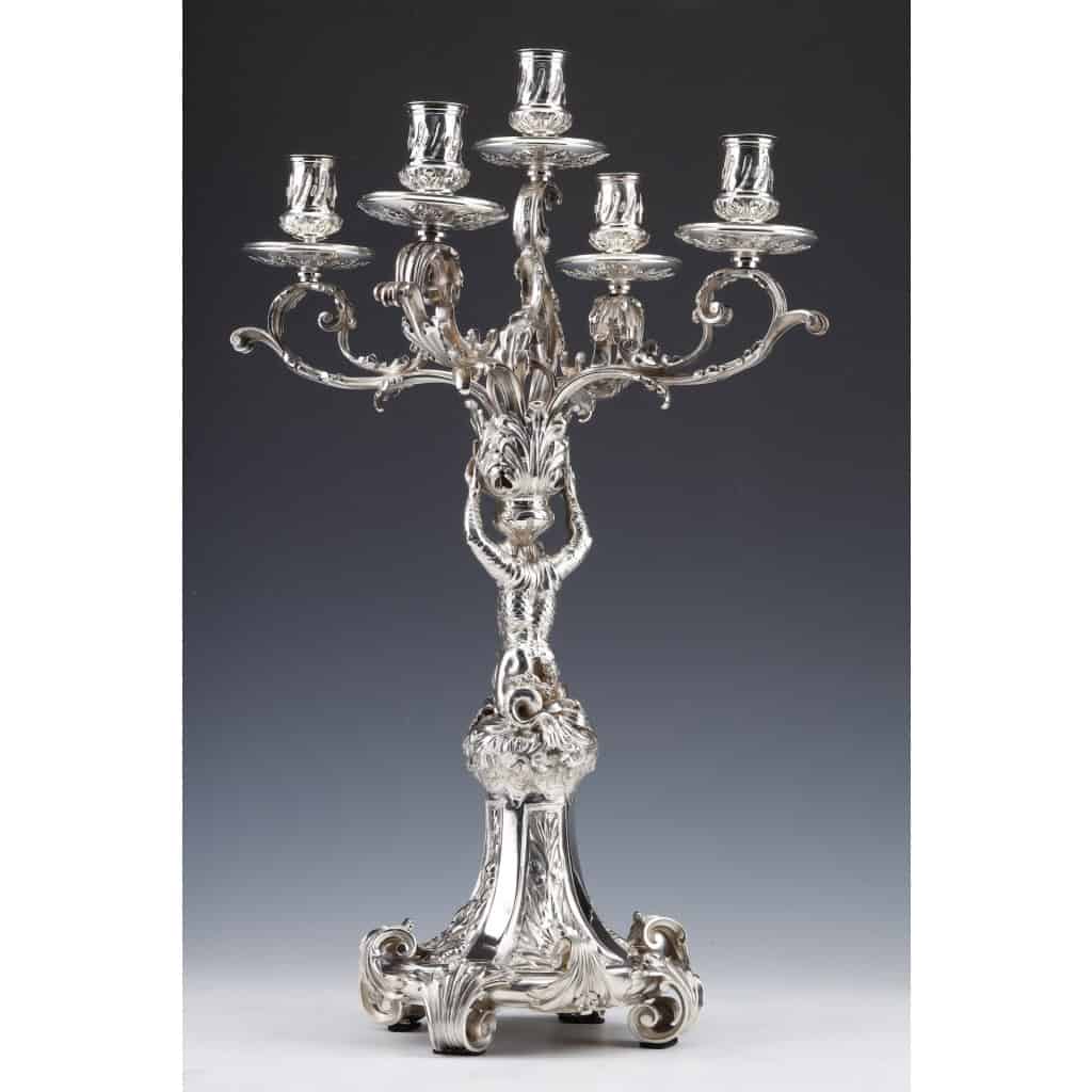 ORFEVRE MERITE – Pair of solid silver candelabra XIXand 31