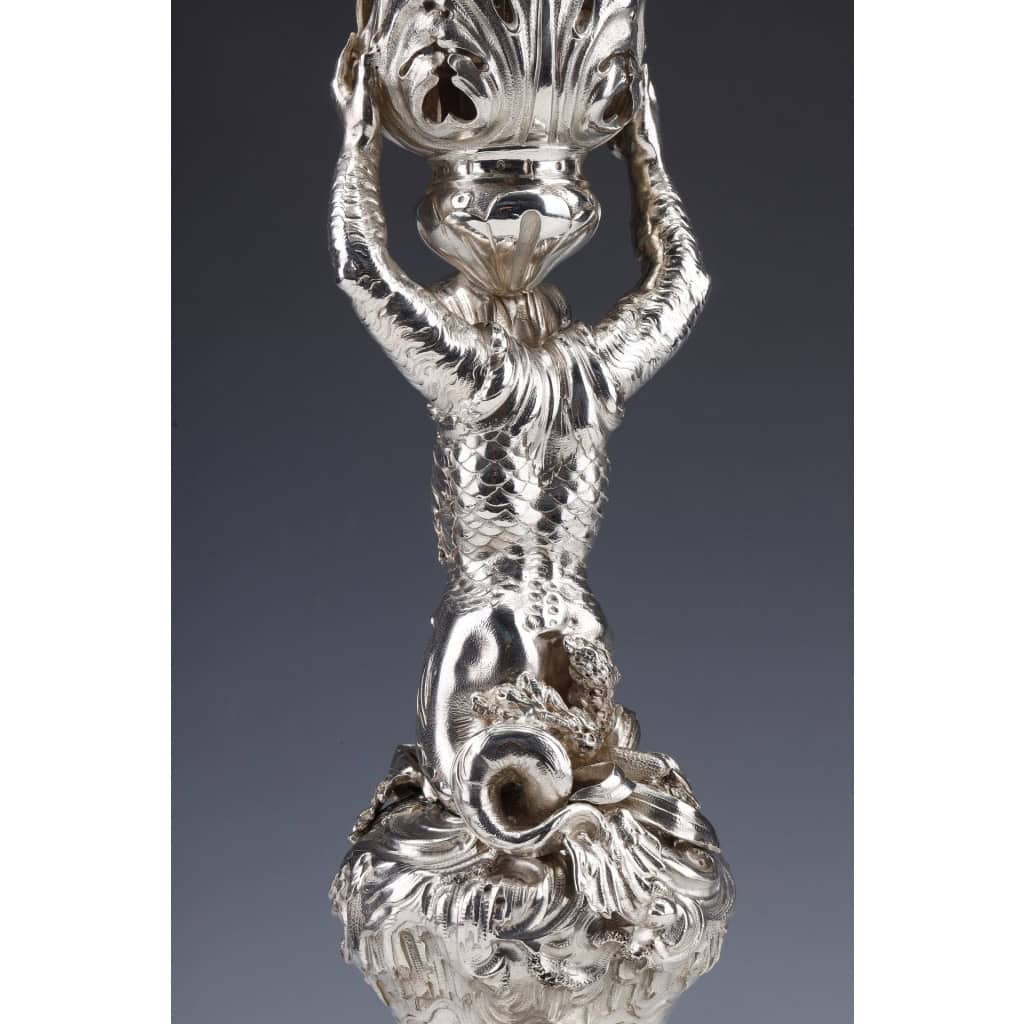 ORFEVRE MERITE – Pair of solid silver candelabra XIXand 33