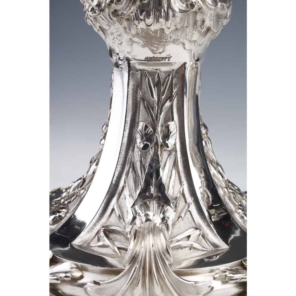 ORFEVRE MERITE – Pair of solid silver candelabra XIXand 36