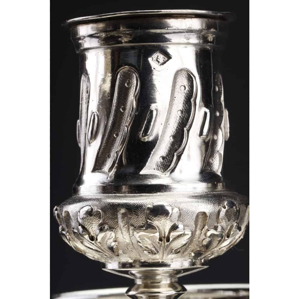 ORFEVRE MERITE – Pair of solid silver candelabra XIXand 40