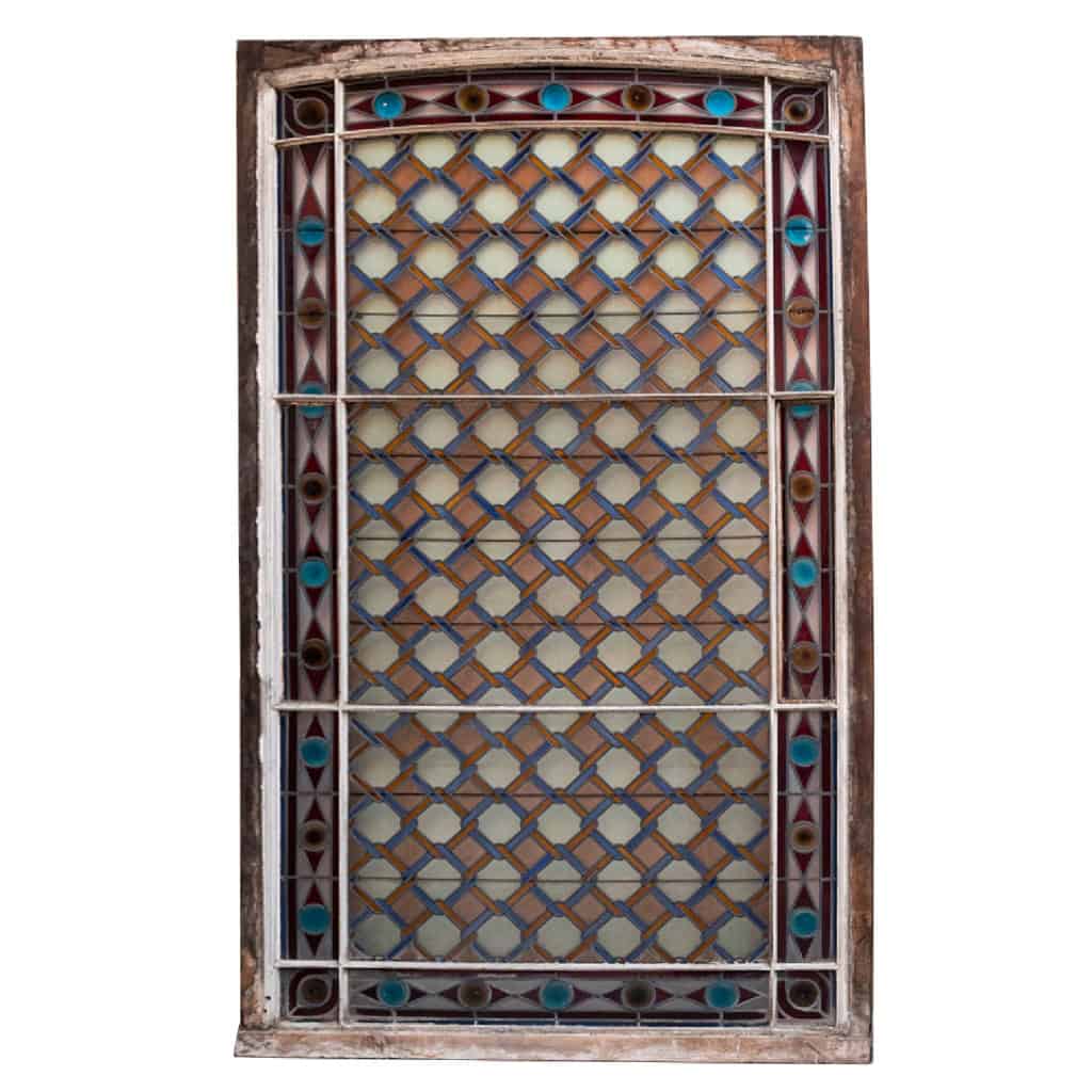 Geometric pattern stained glass window, fine XIXe, early 3th century XNUMX