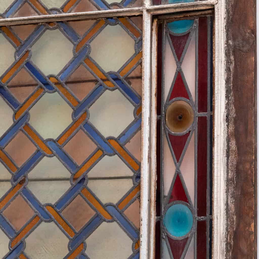 Geometric pattern stained glass window, fine XIXe, early 6th century XNUMX