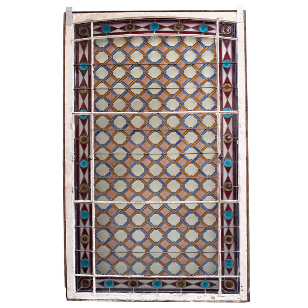 Geometric pattern stained glass window, fine XIXe, early 9th century XNUMX