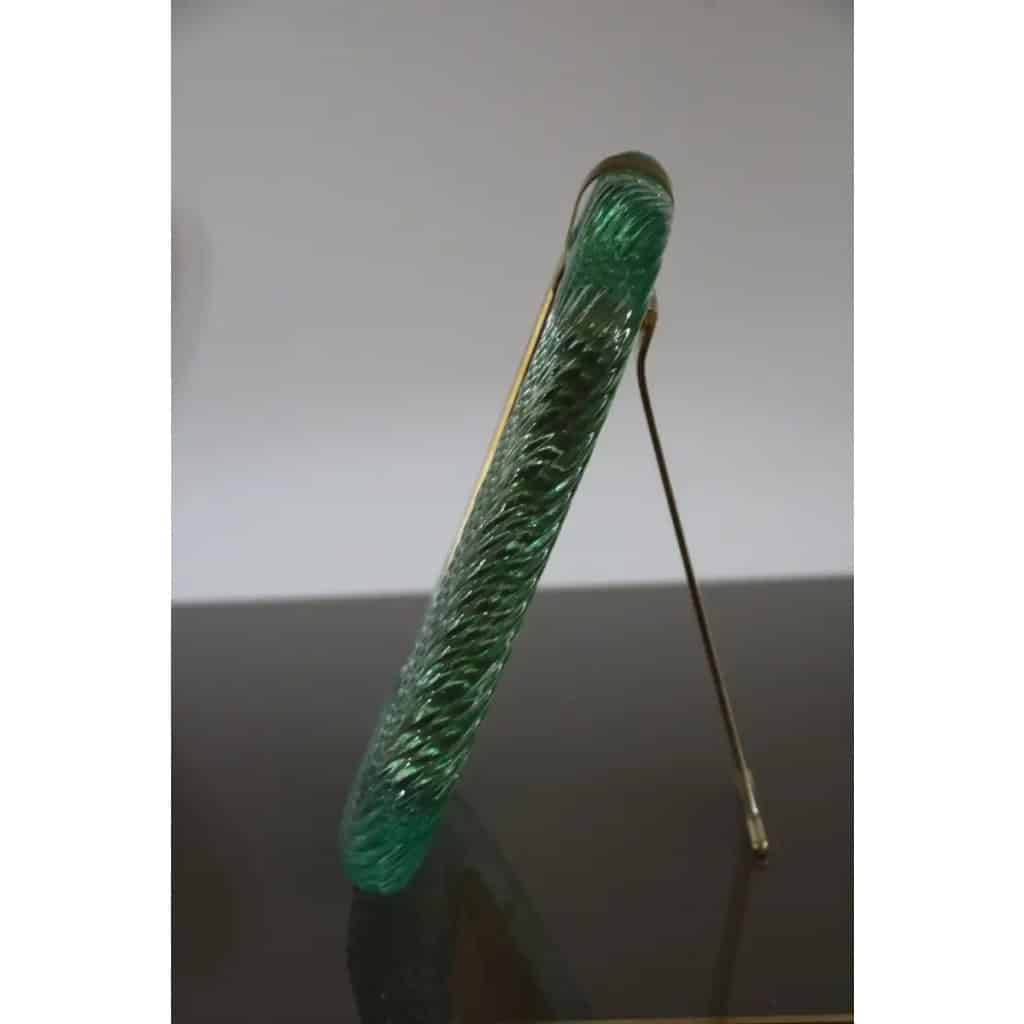 Cadre photo torsadé aigue-marine des années 2000 en verre de Murano et laiton de Barovier e Toso 9