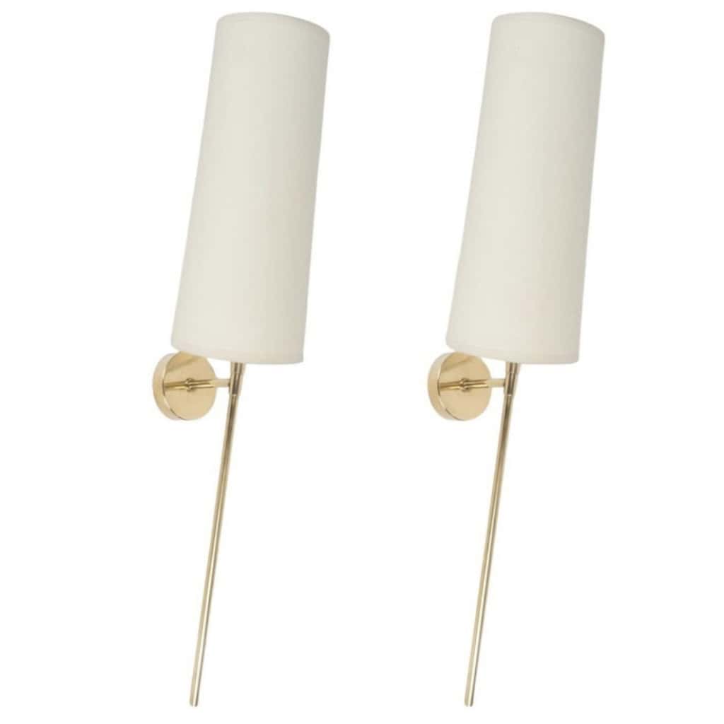1950 Pair of gilded brass wall lights Maison Arlus 3