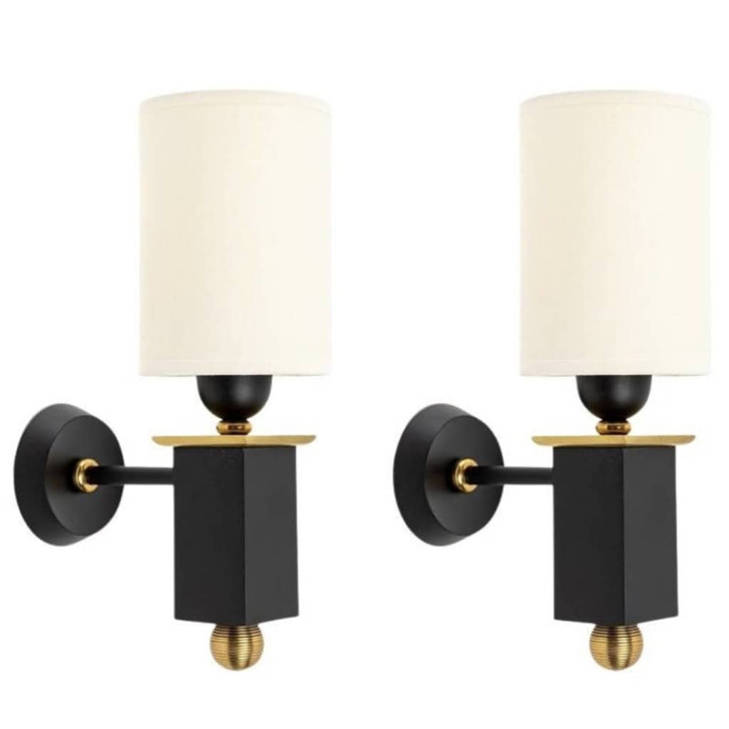 1940 Pair of bronze sconces by Marcel Guillemard 3