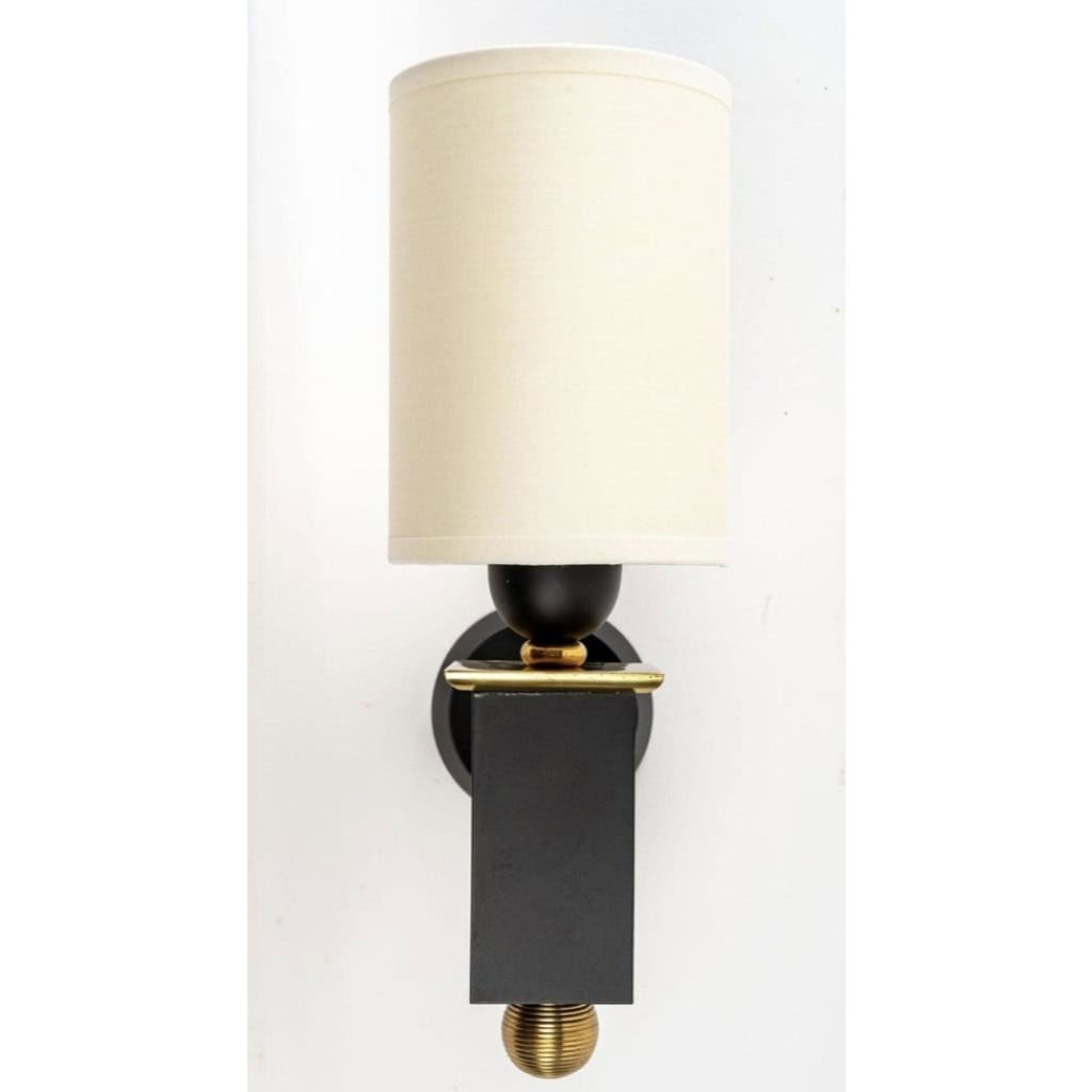 1940 Pair of bronze sconces by Marcel Guillemard 4