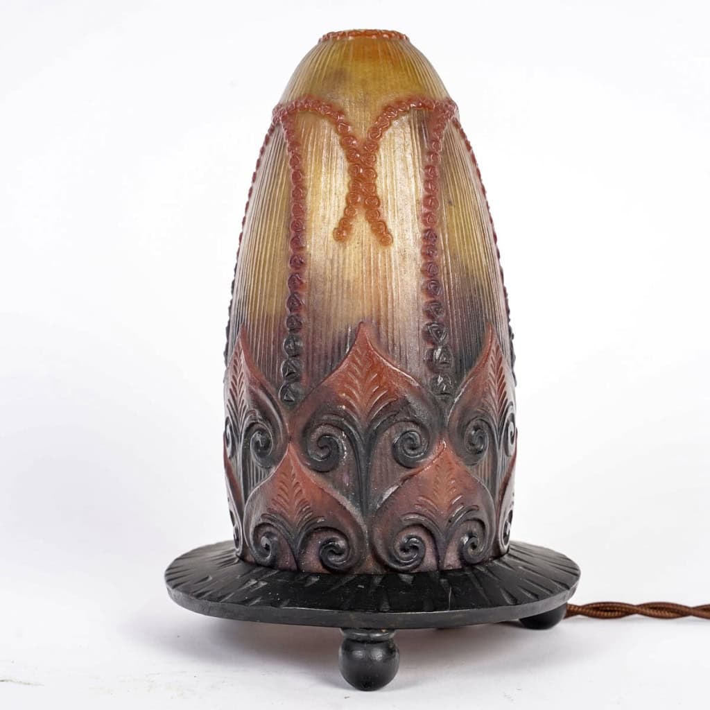1924 Gabriel Argy Rousseau – Veilleuse Plantes Aquatiques Pâte De Verre 5