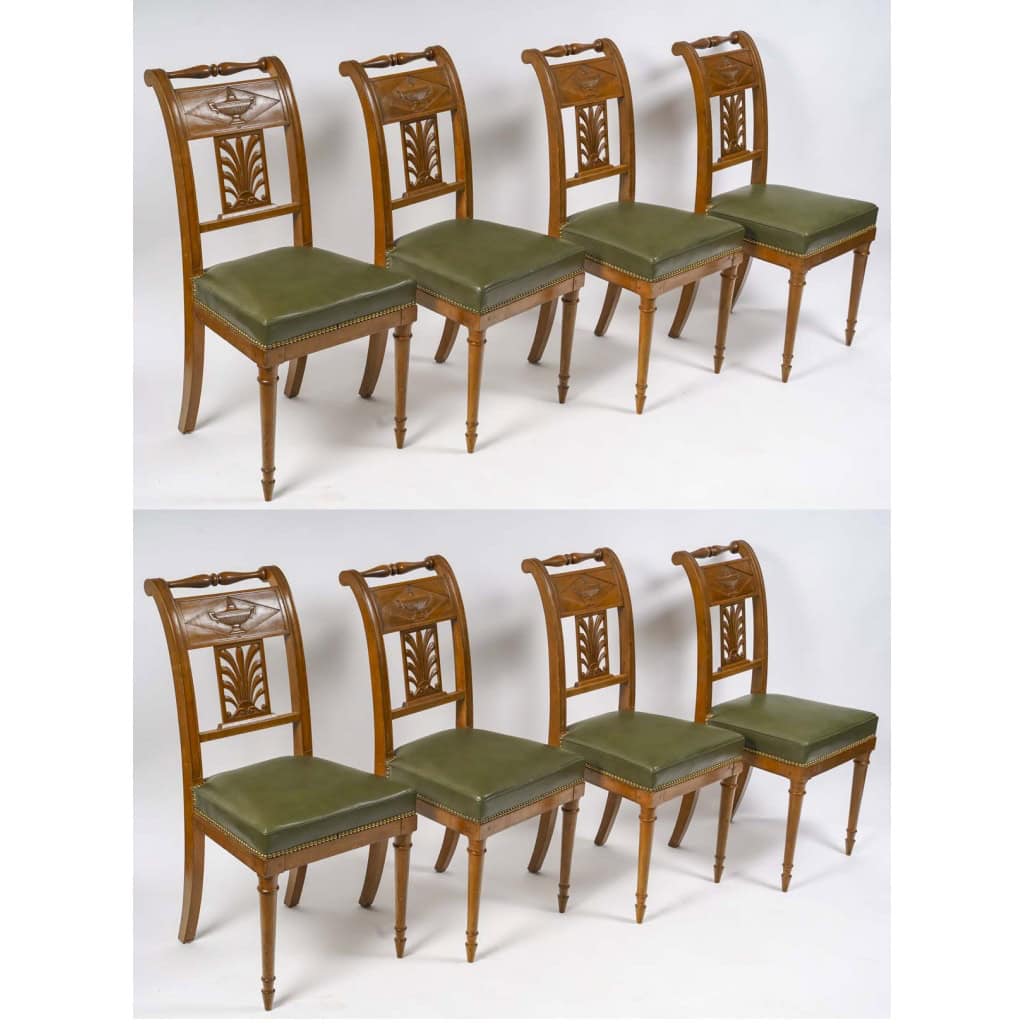 Beautiful Set of 8 Directoire Style Chairs. End XIXth Century. 3