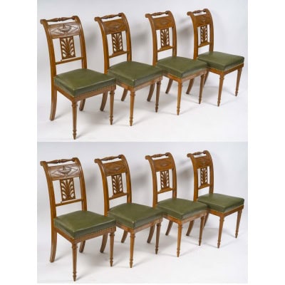 Belle Suite De 8 Chaises De Style Directoire. Fin XIXème Siècle.