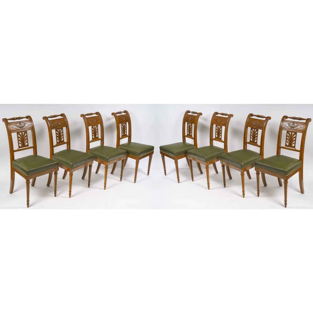 Beautiful Set of 8 Directoire Style Chairs. End XIXth Century. 10