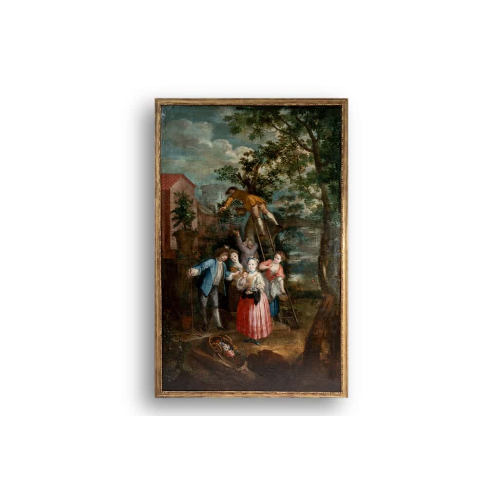 Oil on canvas depicting a harvest. XVIIIth century. LS55511709 3