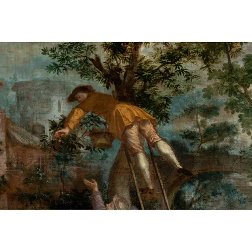 Oil on canvas depicting a harvest. XVIIIth century. LS55511709 7