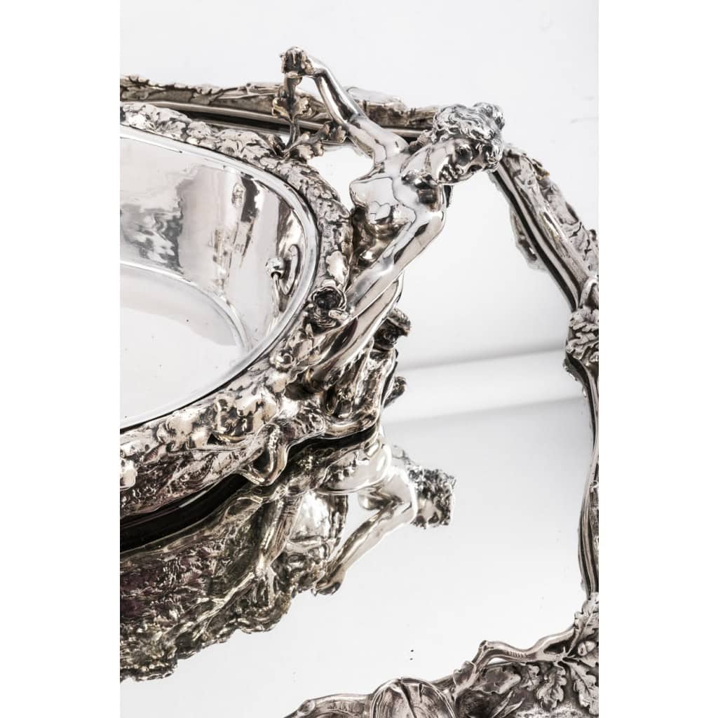 Centre de table en bronze argenté dit  » La Forêt » par C. CHRISTOFLE XIXe siècle 16
