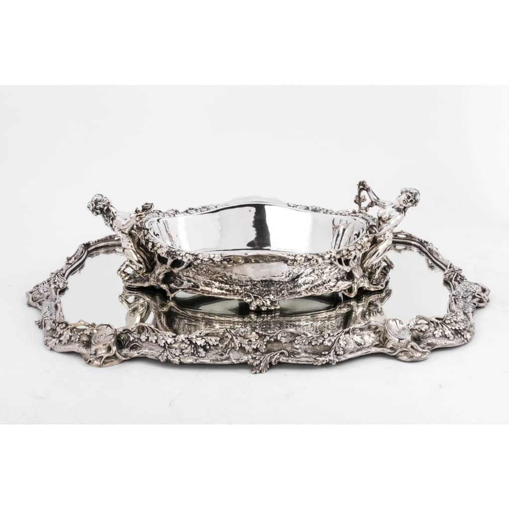 Centre de table en bronze argenté dit  » La Forêt » par C. CHRISTOFLE XIXe siècle 4