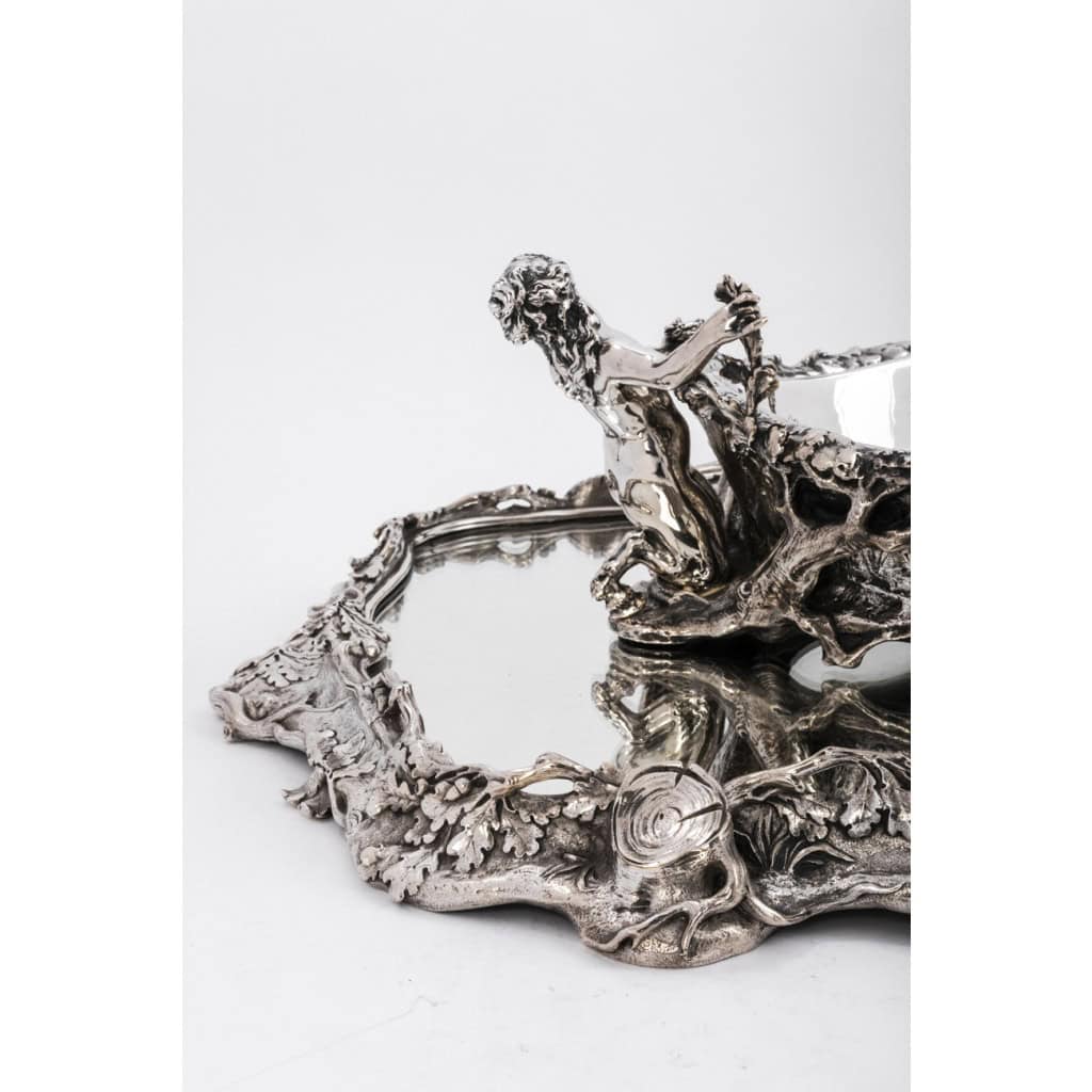 Centre de table en bronze argenté dit  » La Forêt » par C. CHRISTOFLE XIXe siècle 6