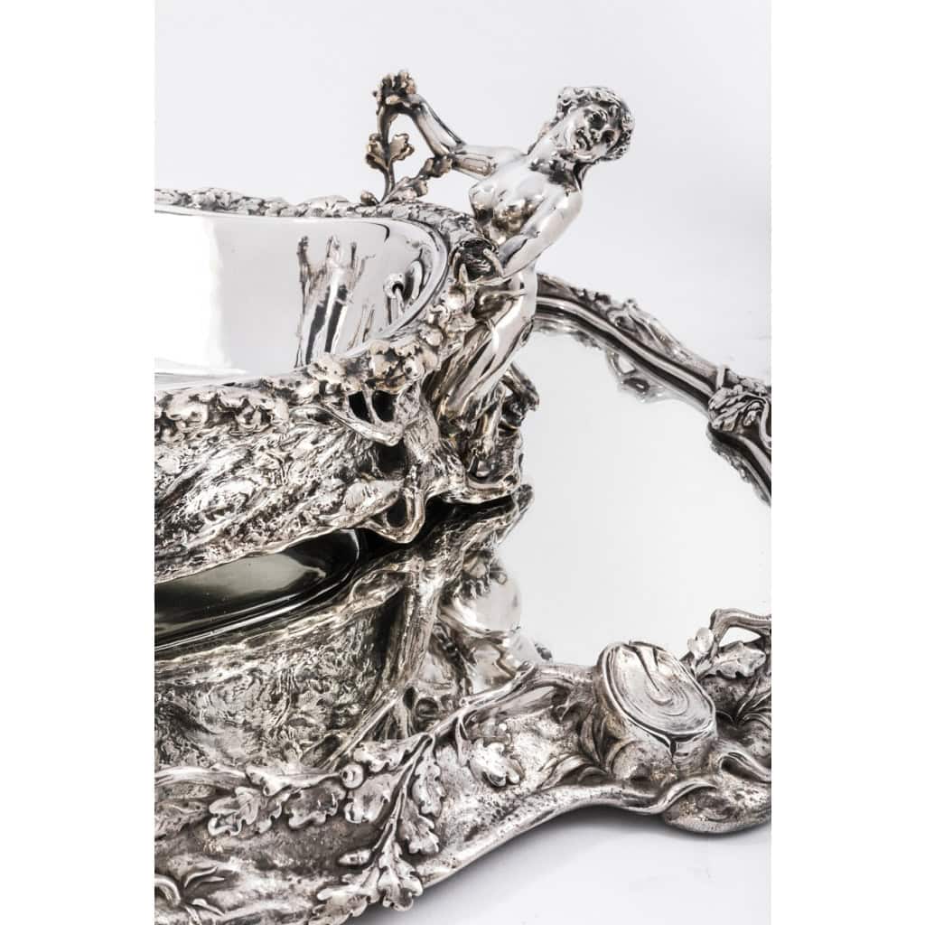 Centre de table en bronze argenté dit  » La Forêt » par C. CHRISTOFLE XIXe siècle 7