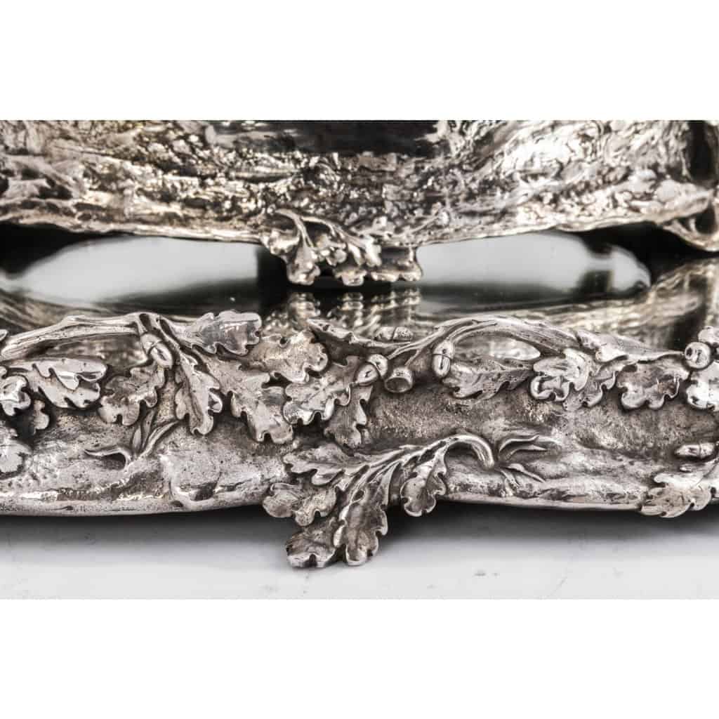 Centre de table en bronze argenté dit  » La Forêt » par C. CHRISTOFLE XIXe siècle 8
