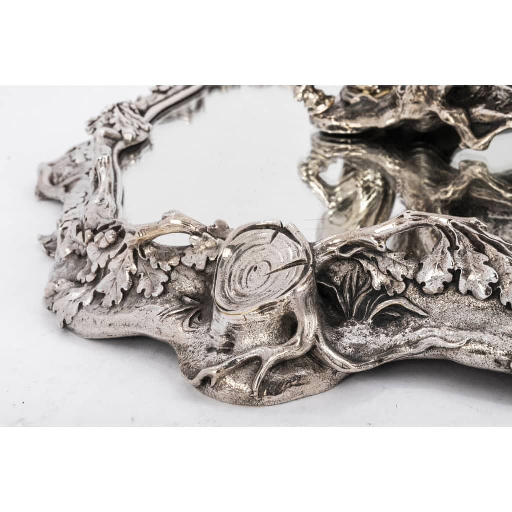 Centre de table en bronze argenté dit  » La Forêt » par C. CHRISTOFLE XIXe siècle 11