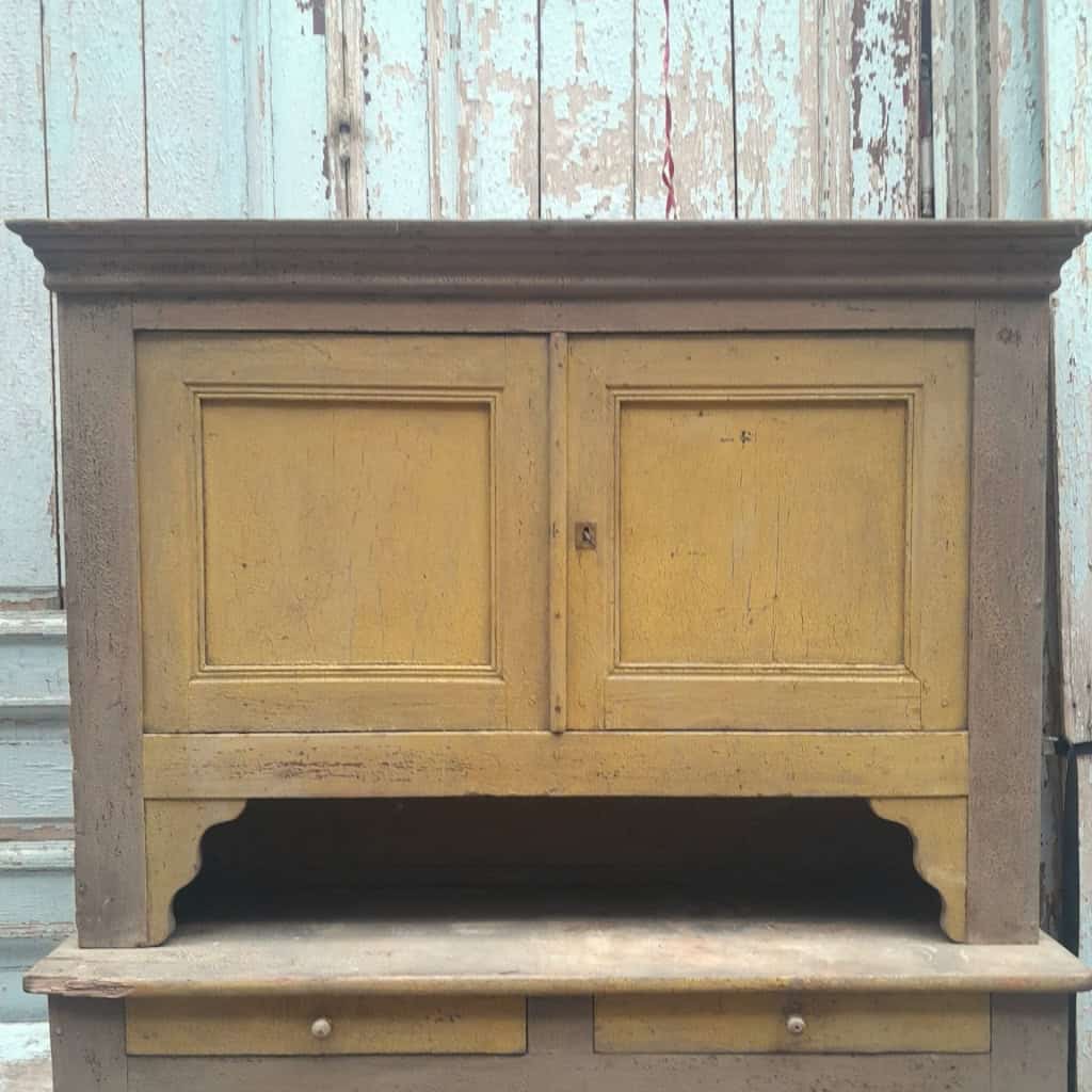 2-part country sideboard, or credenza, yellow pitchepine, XIXth 5