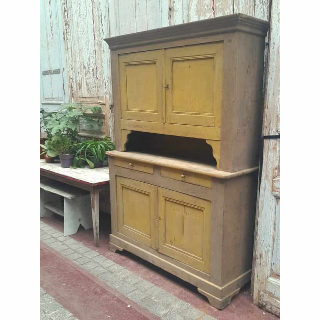 2-part country sideboard, or credenza, yellow pitchepine, XIXth 4