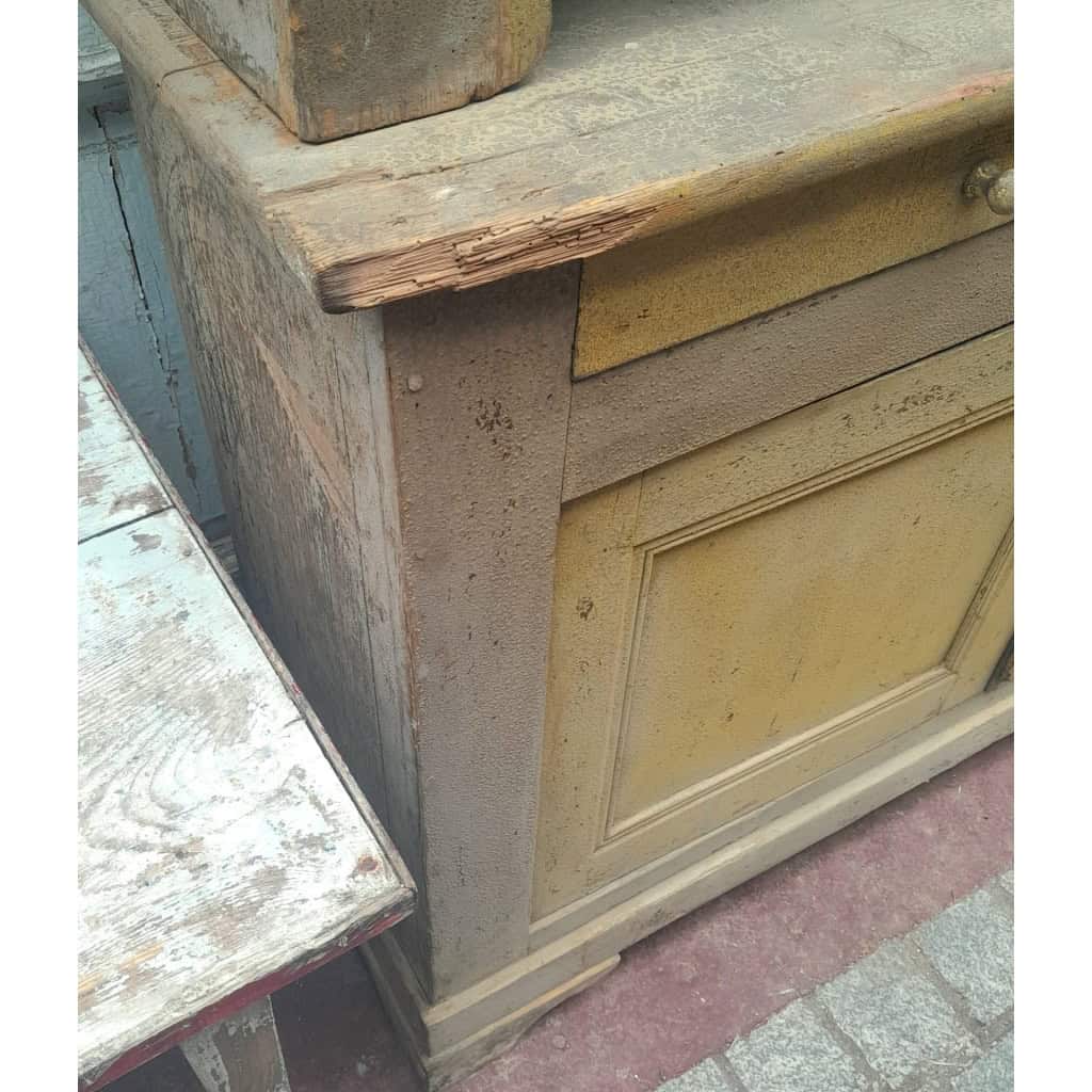 2-part country sideboard, or credenza, yellow pitchepine, XIXth 11