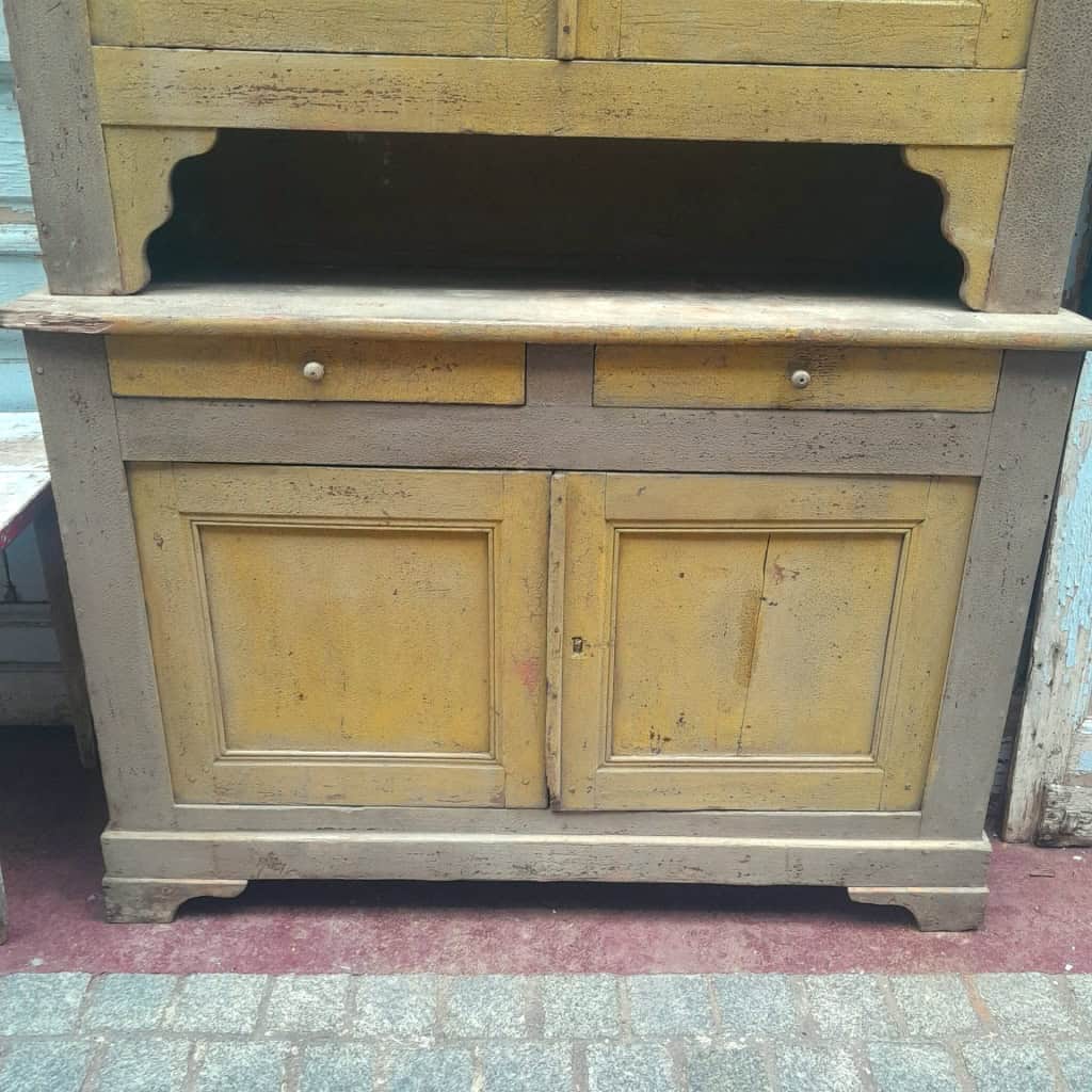 2-part country sideboard, or credenza, yellow pitchepine, XIXth 7