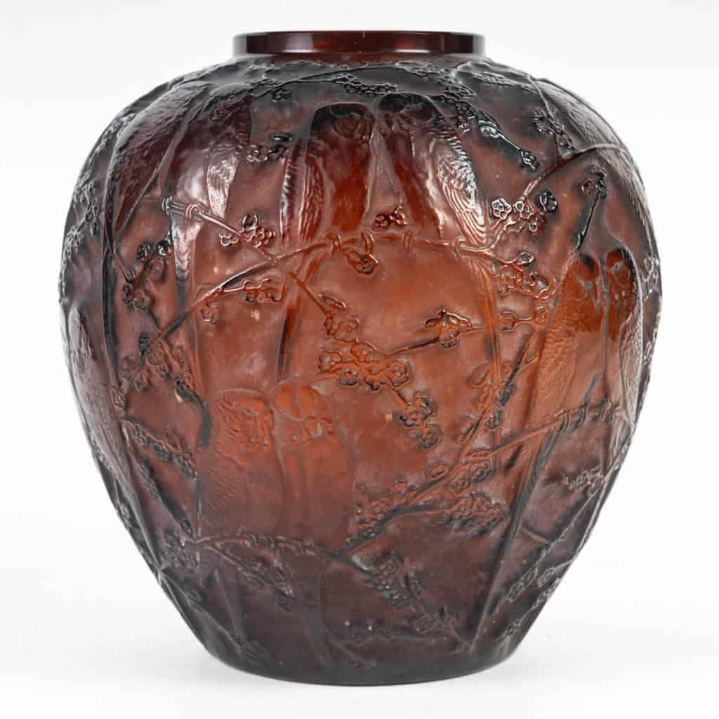 René Lalique – Vase » Perruches  » Teinté Ambre 4