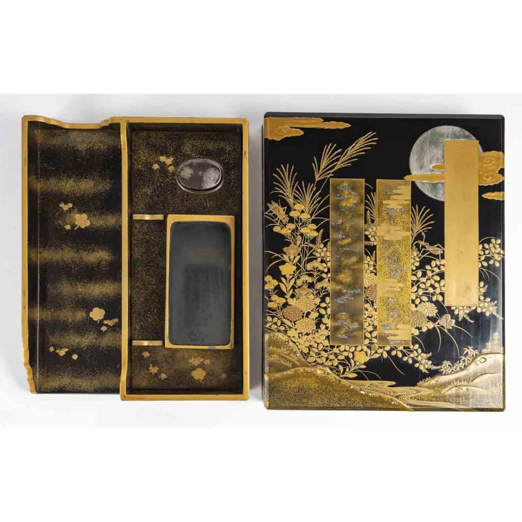 Suzuri bako (écritoire japonais en laque or et argent 7