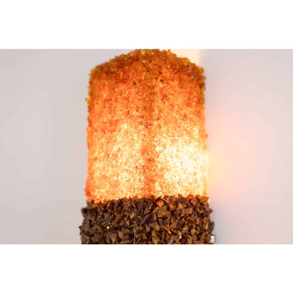 Paire d’appliques « Honey » en ambre et oeil du tigre. Contemporain. LS60042086G 7