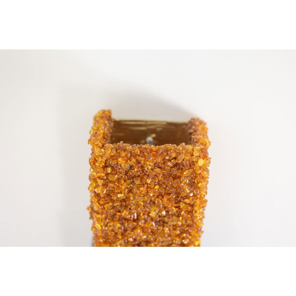 Paire d’appliques « Honey » en ambre et oeil du tigre. Contemporain. LS60042086G 10