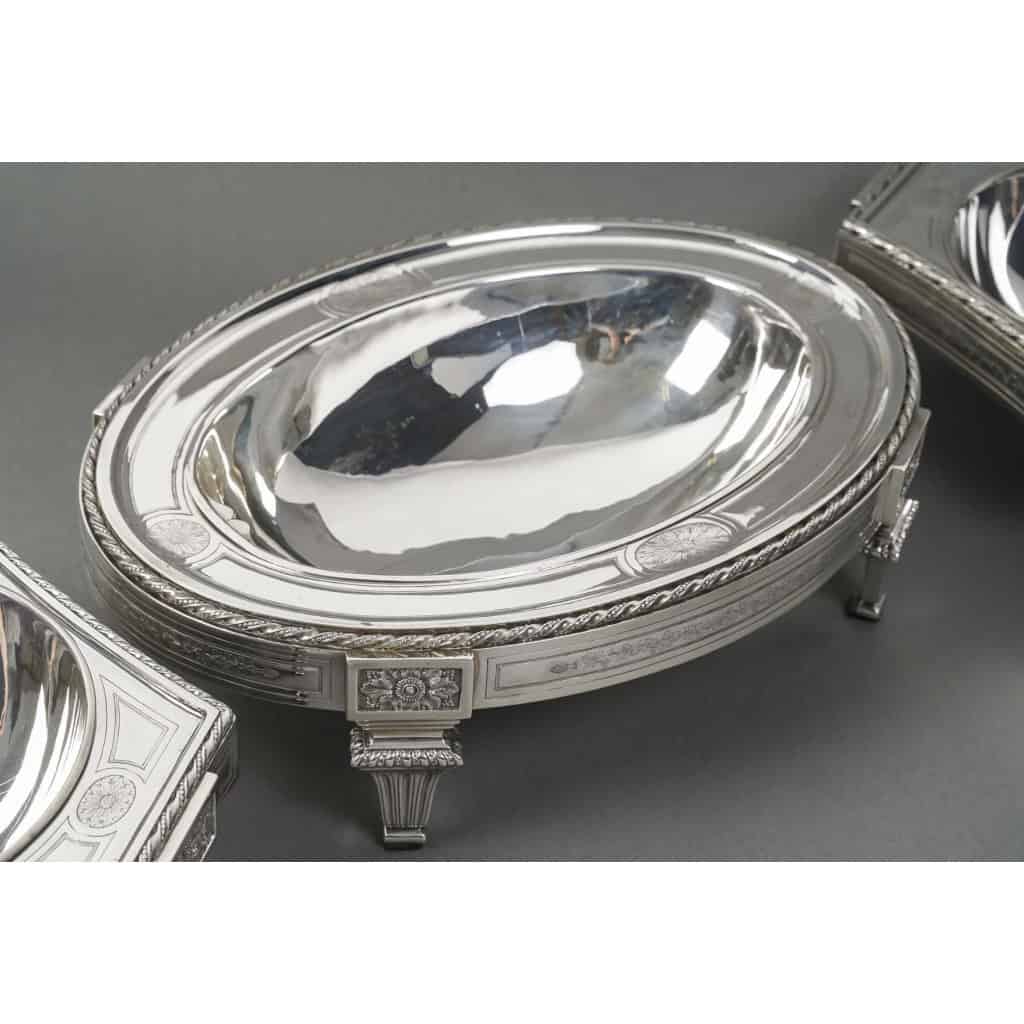 BOIN TABURET – THREE-PART CENTERPIECE IN FINE SOLID SILVER XIXand 23