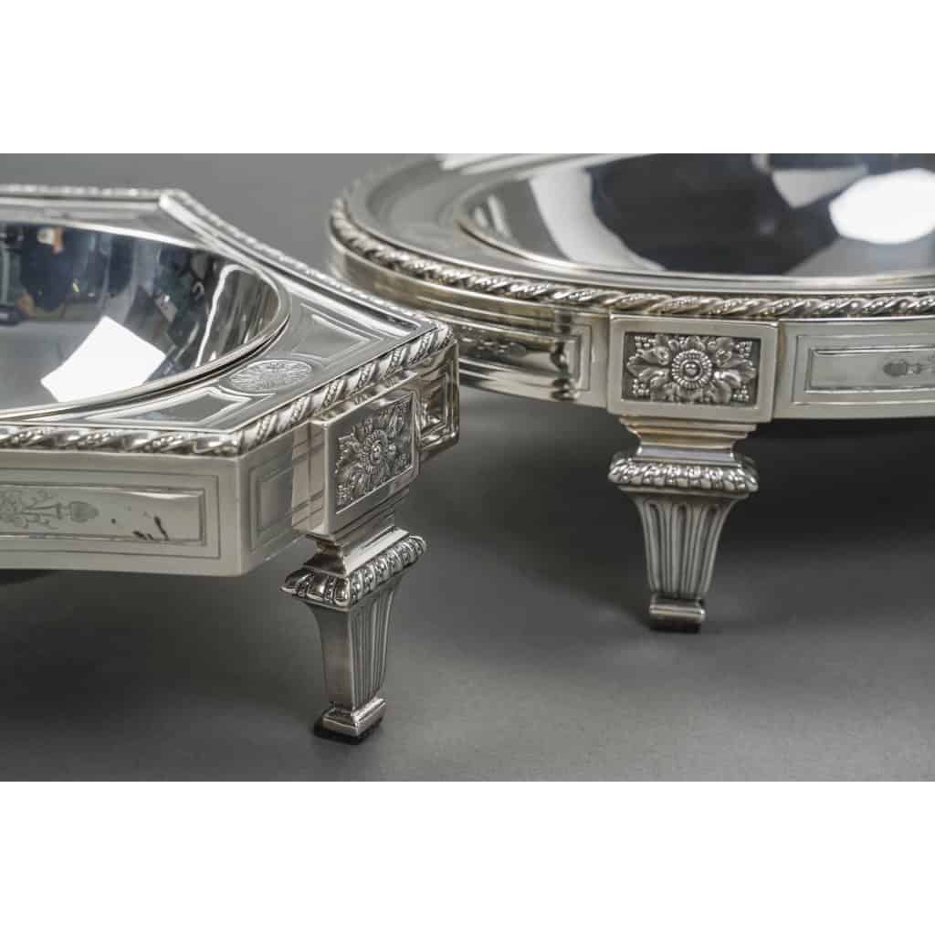 BOIN TABURET – THREE-PART CENTERPIECE IN FINE SOLID SILVER XIXand 18