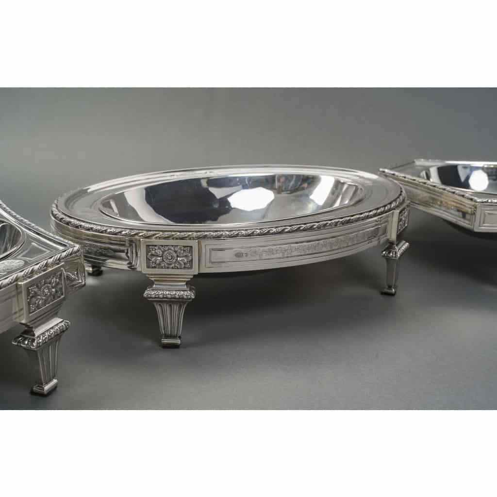BOIN TABURET – THREE-PART CENTERPIECE IN FINE SOLID SILVER XIXand 16