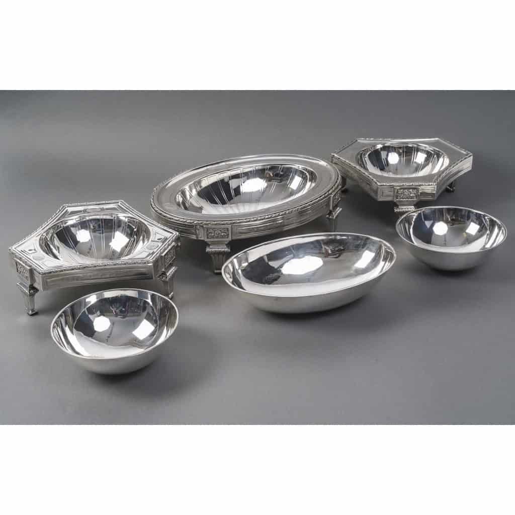 BOIN TABURET – THREE-PART CENTERPIECE IN FINE SOLID SILVER XIXand 14
