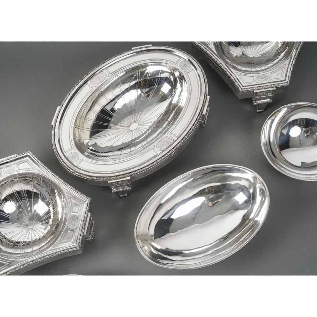 BOIN TABURET – THREE-PART CENTERPIECE IN FINE SOLID SILVER XIXand 12