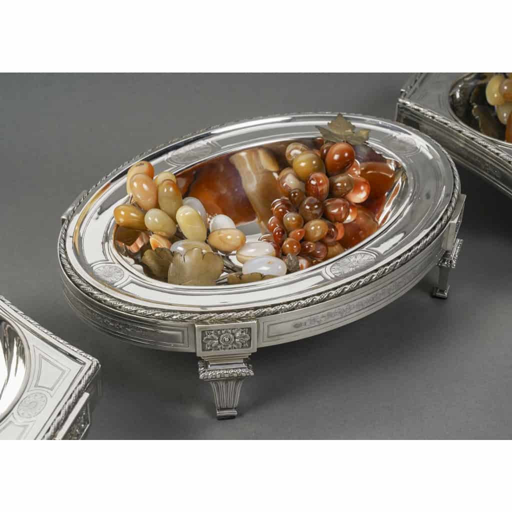 BOIN TABURET – THREE-PART CENTERPIECE IN FINE SOLID SILVER XIXand 10