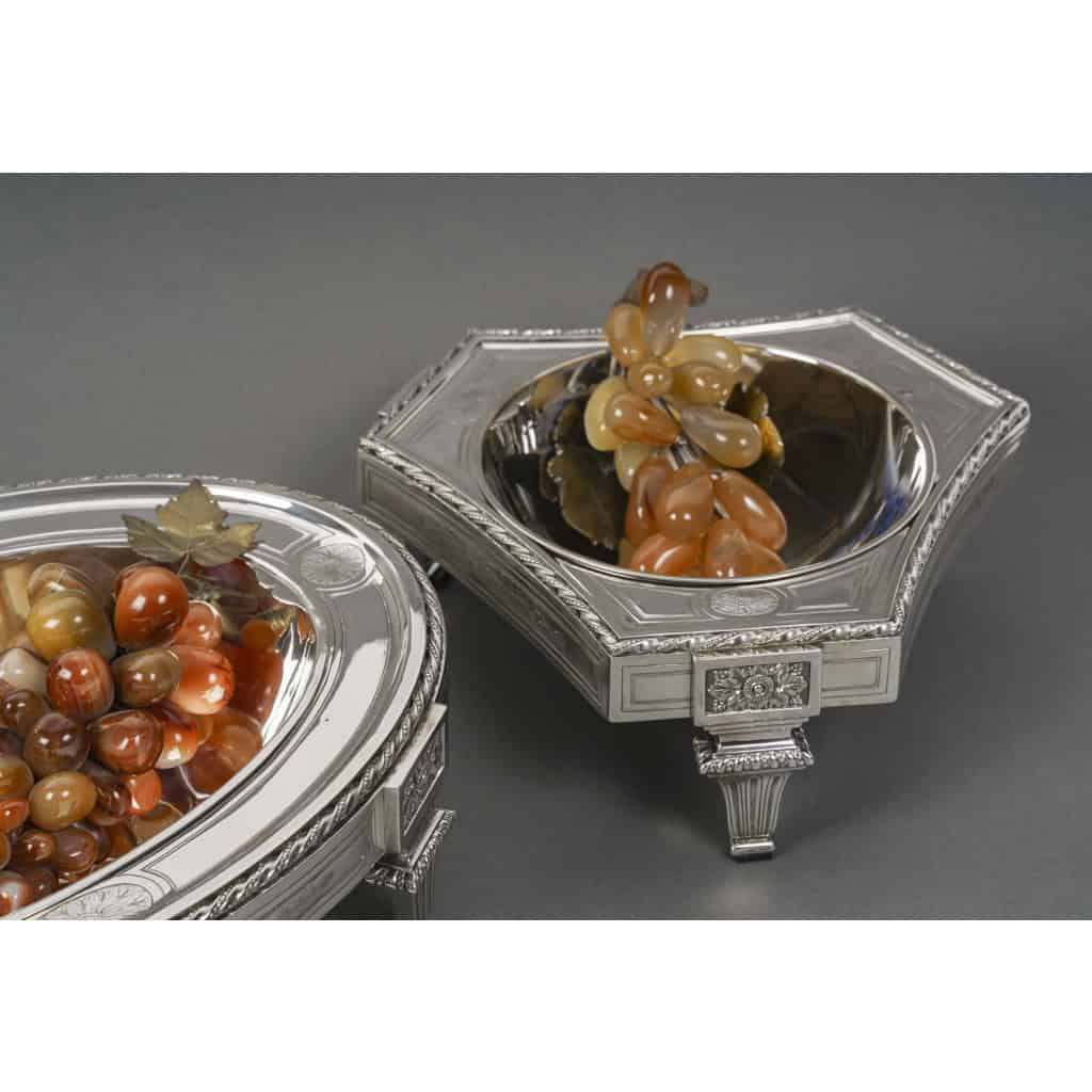 BOIN TABURET – THREE-PART CENTERPIECE IN FINE SOLID SILVER XIXand 6