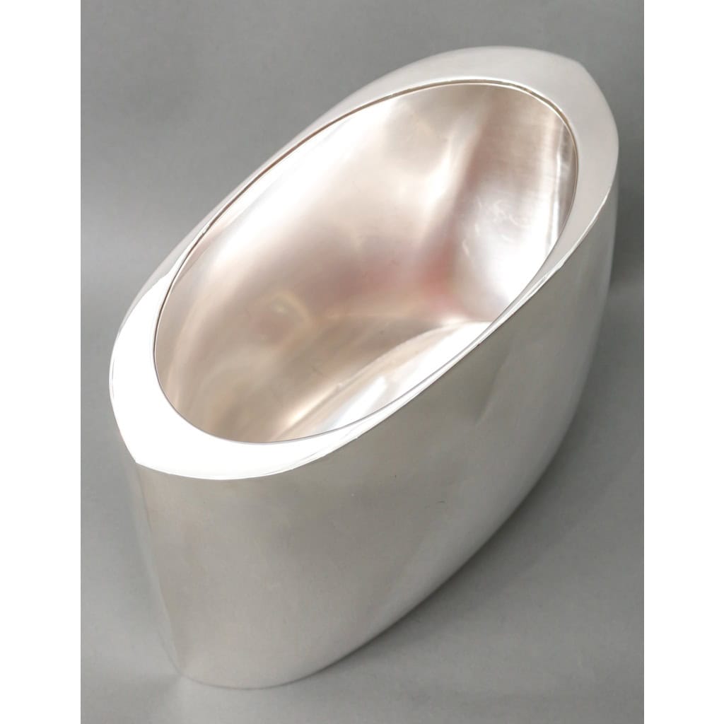 ORFEVRE DE VECCHI – Solid silver vase/cooler, Italian design, 1970 10